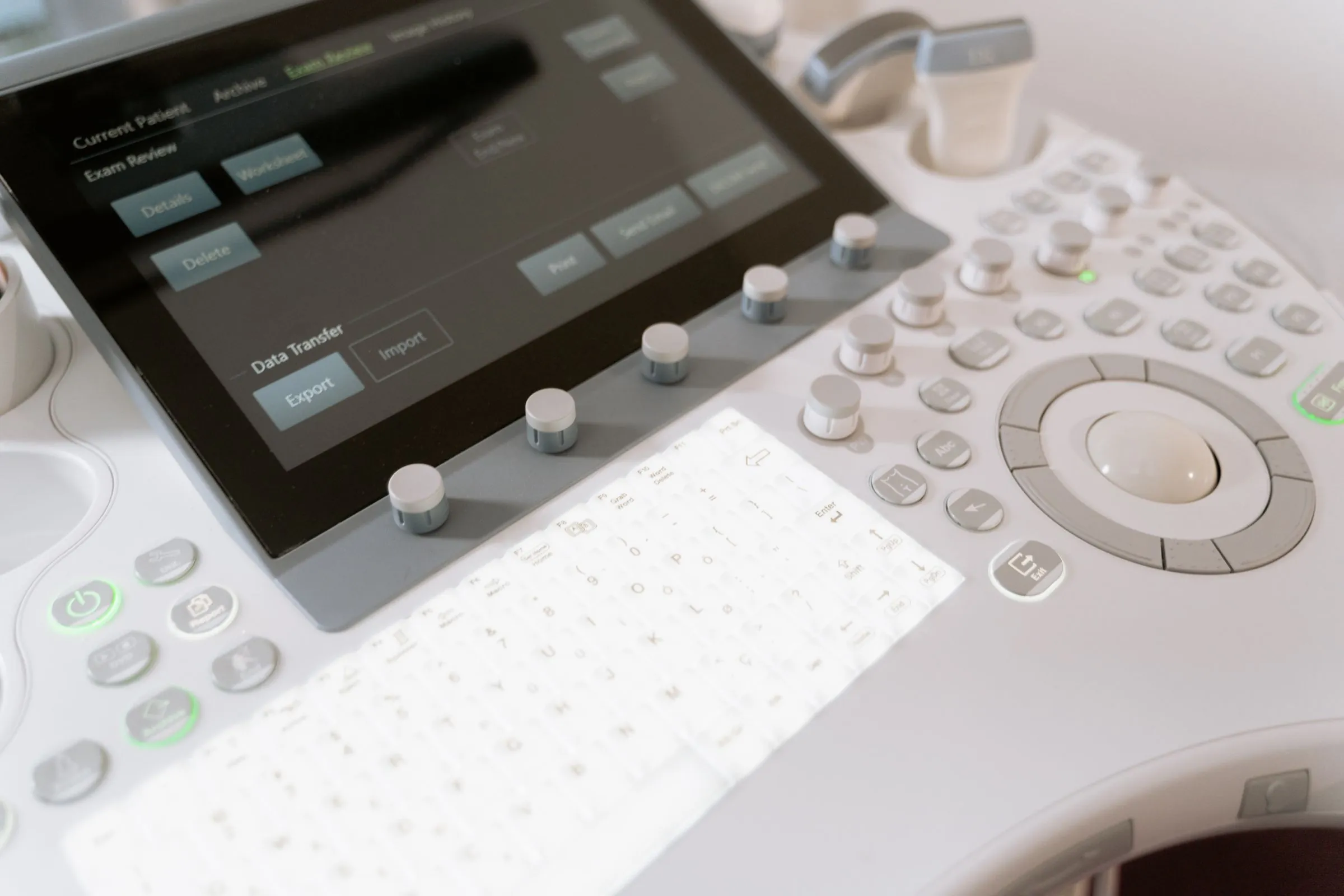 The control panel of a medical ultrasound machine